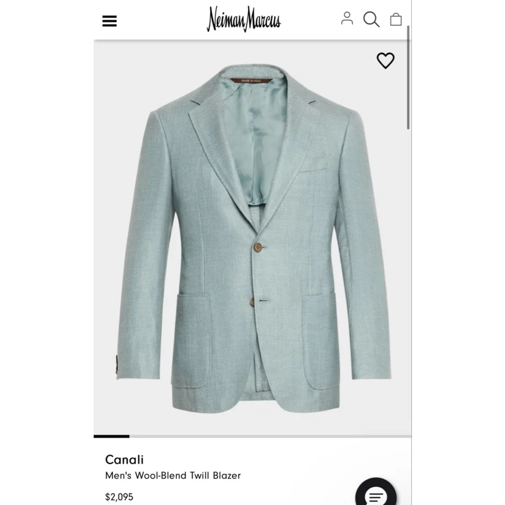 NWT Men's Canali Green Wool-Blend Twill Blazer 41R (52IT) - Picture 3 of 7